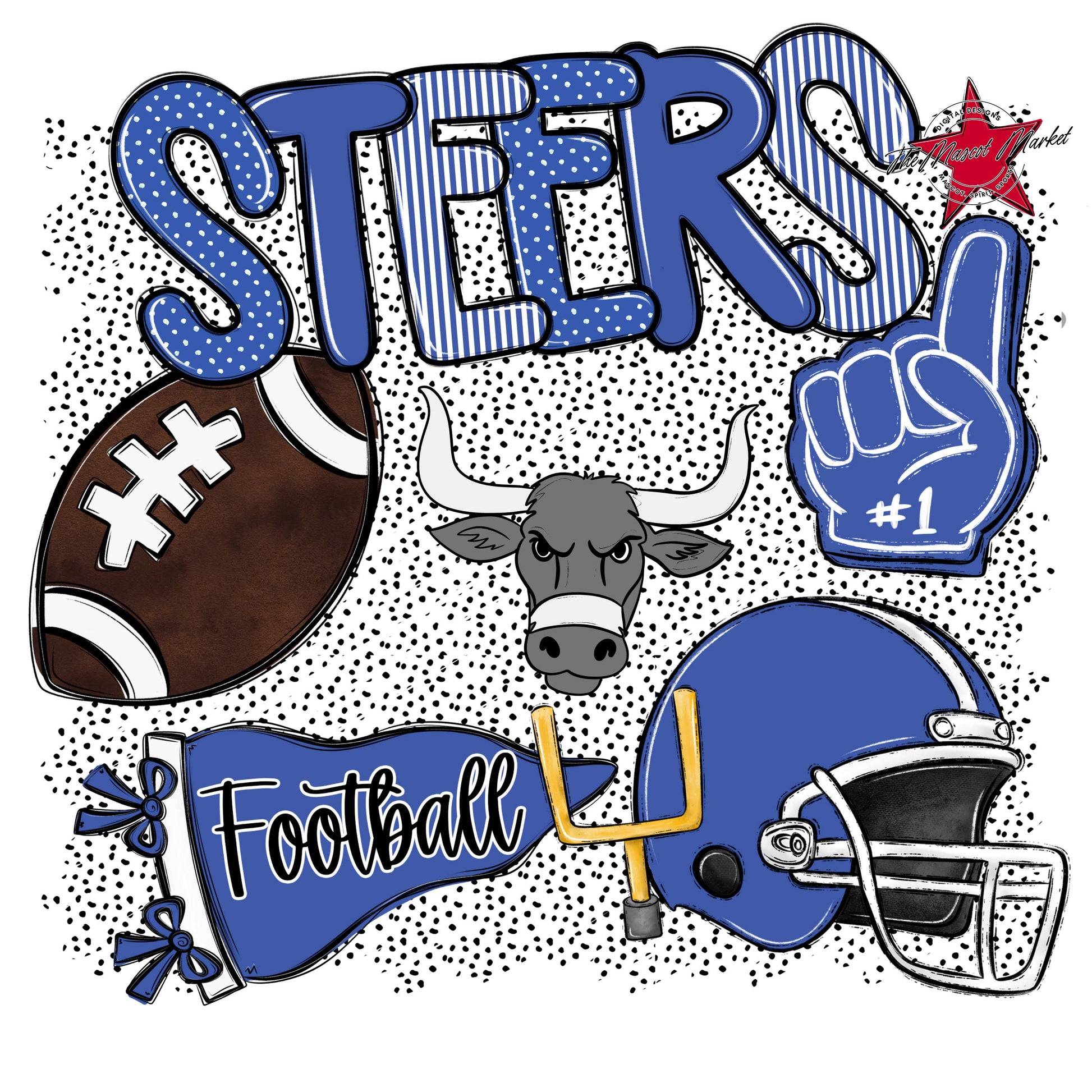 Steers Football Spirit-Off Blue