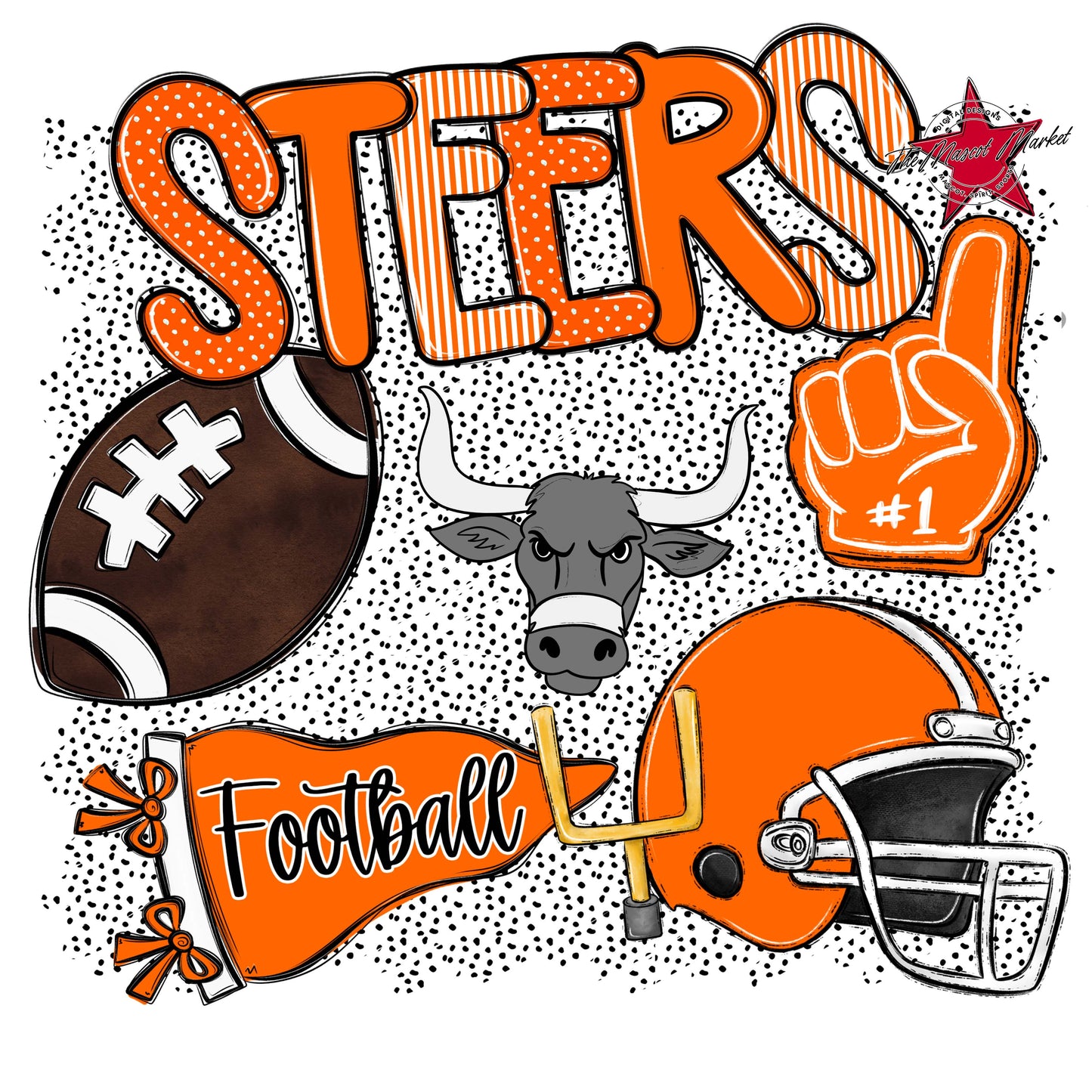 Steers Football Spirit-Orange