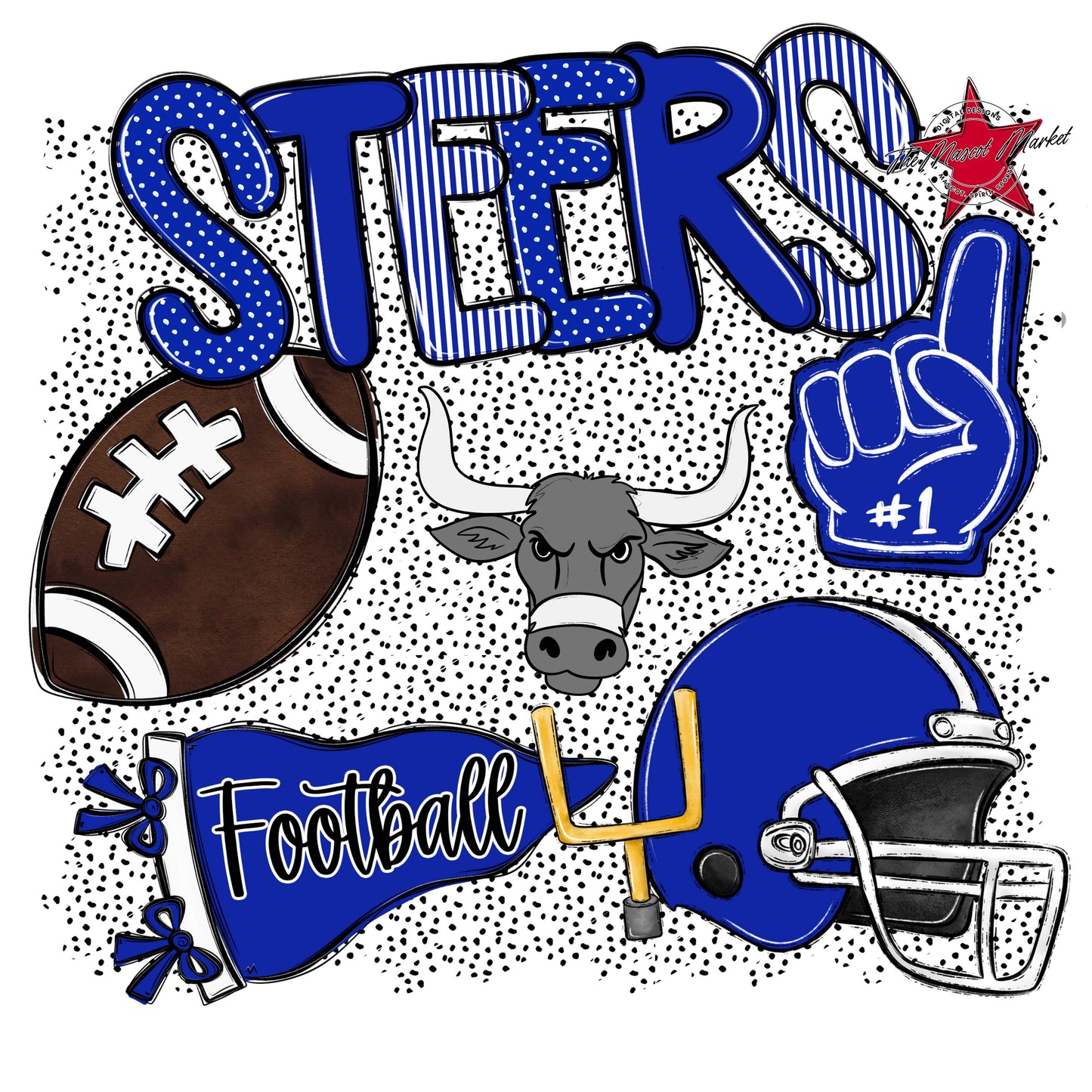 Steers Football Spirit-Royal Blue