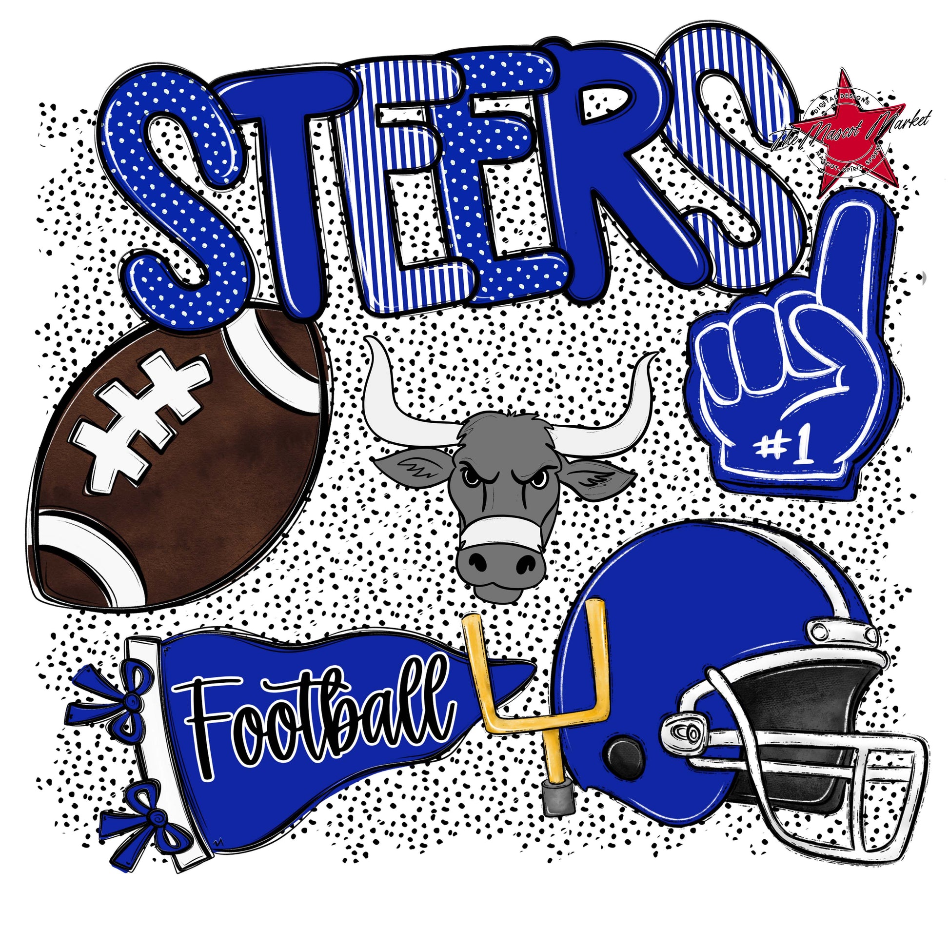 Steers Football Spirit-Royal Blue