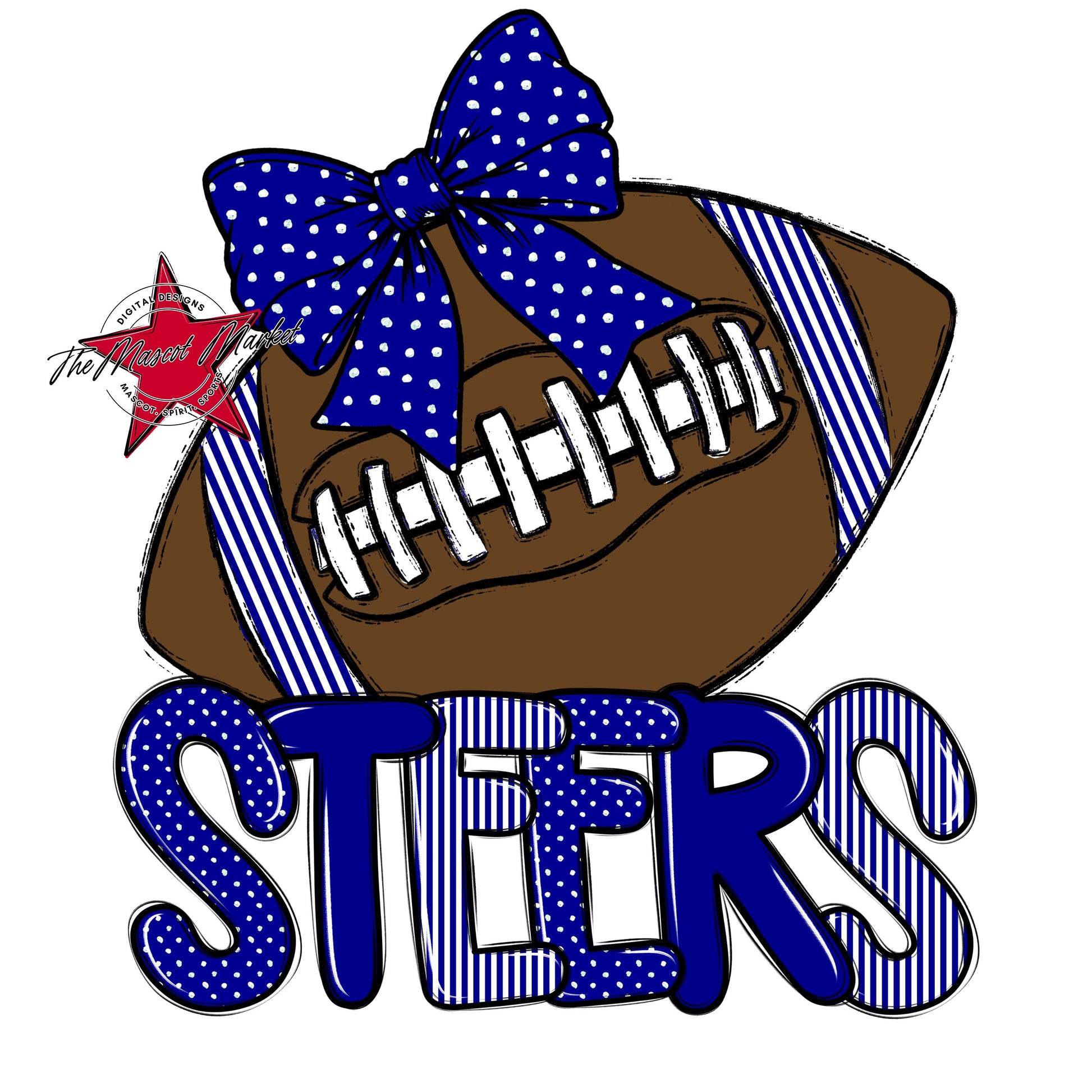 Steers Football Spirit Design-Blue