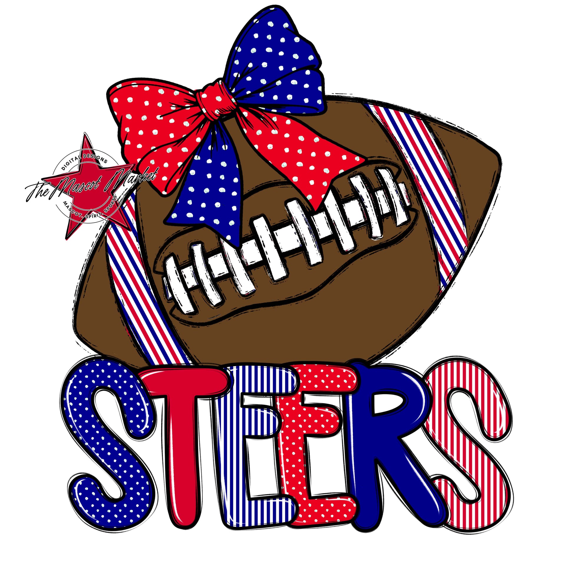 Steers Football Spirit Design-Blue & Red