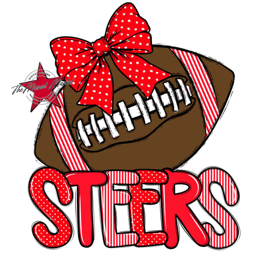 Steers Football Spirit Design-Bright Red
