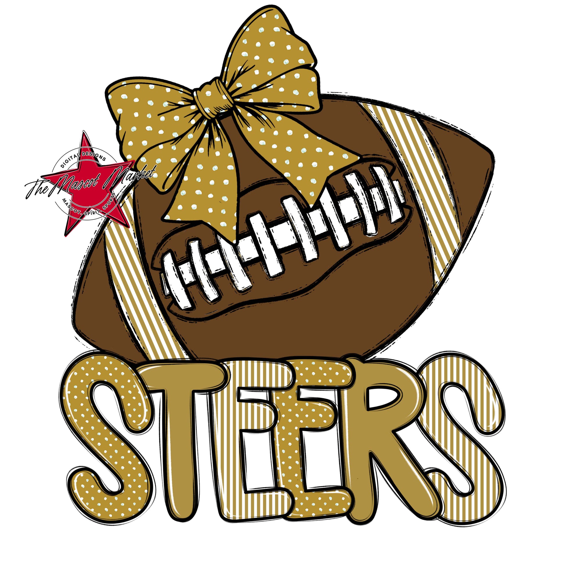Steers Football Spirit Design-Gold