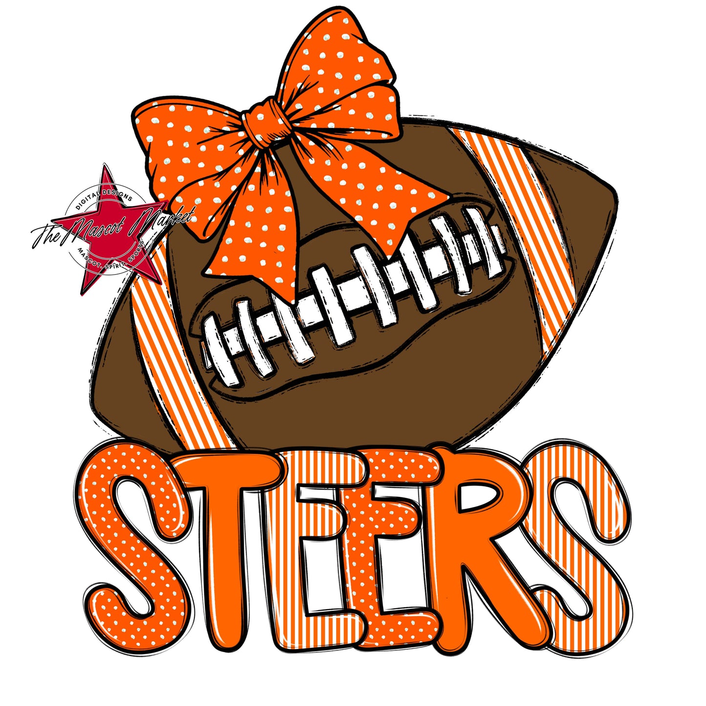 Steers Football Spirit Design-Orange