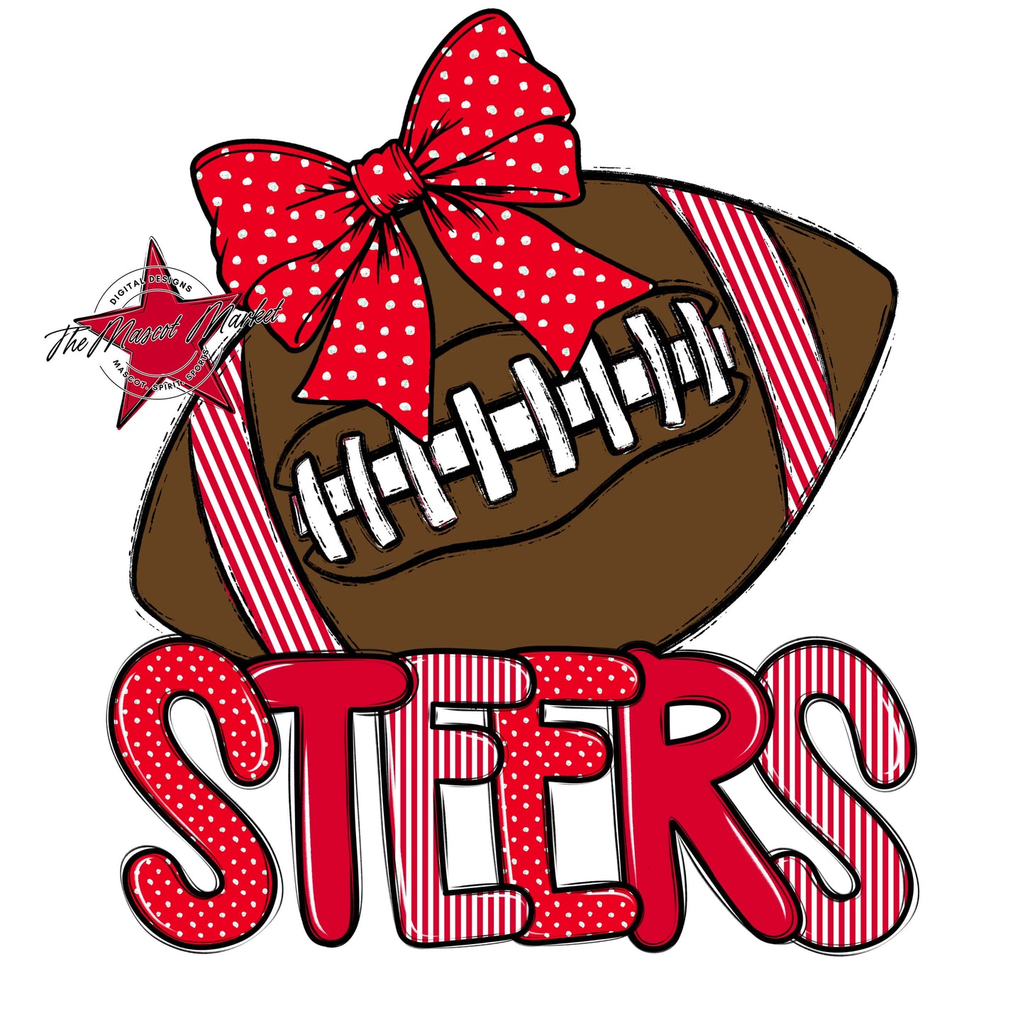 Steers Football Spirit Design-Red