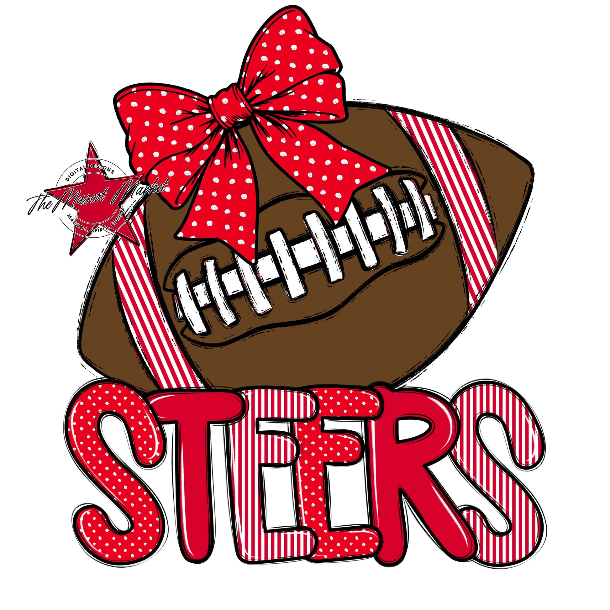 Steers Football Spirit Design-Red