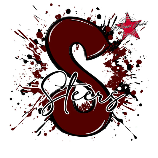 Steers Mascot Splatter-Maroon