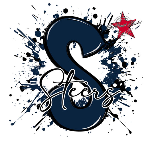 Steers Mascot Splatter-Navy