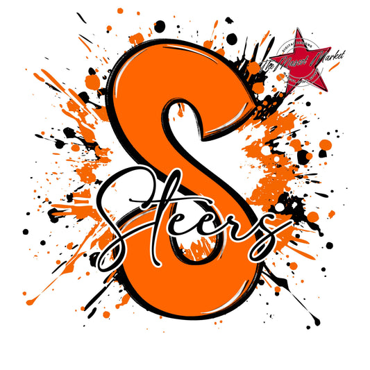 Steers Mascot Splatter-Orange