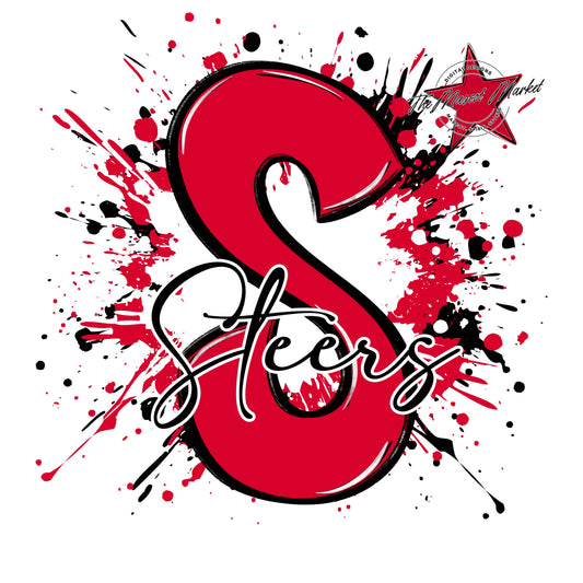 Steers Mascot Splatter-Red