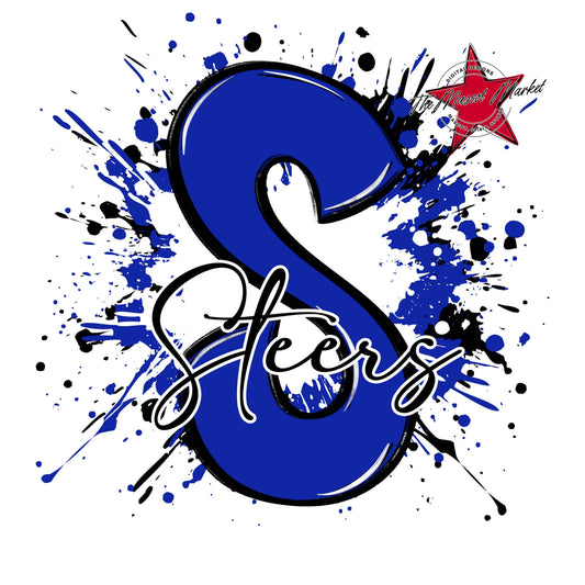 Steers Mascot Splatter-Royal Blue