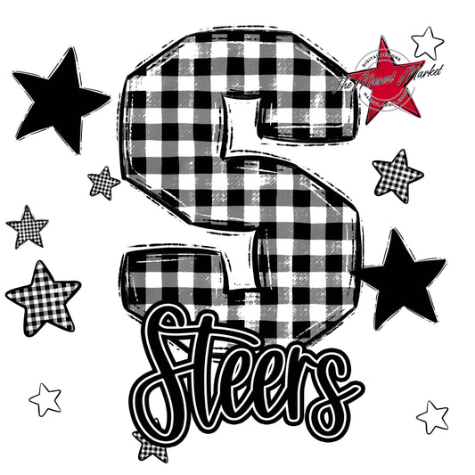Steers Plaid Star Design-Black