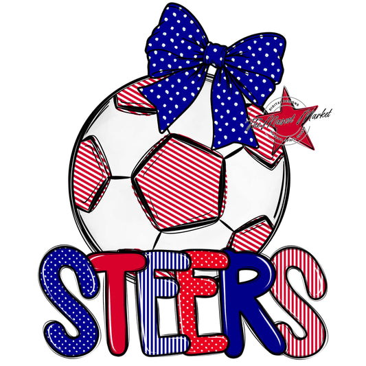 Steers Soccer Spirit Design-Blue & Red