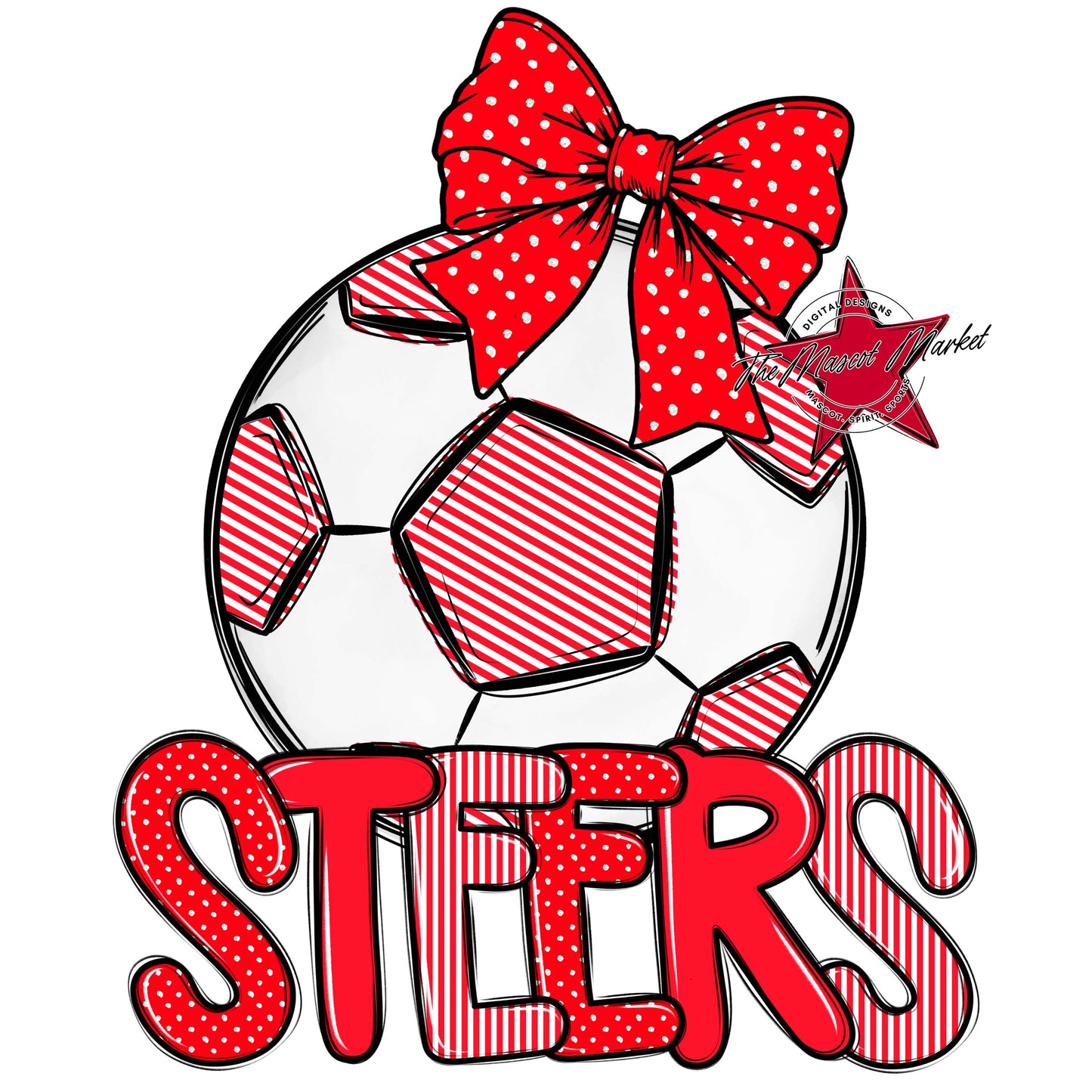 Steers Soccer Spirit Design-Bright Red