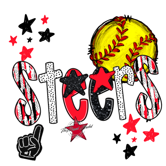 Steers Softball Scrape-Bright Red