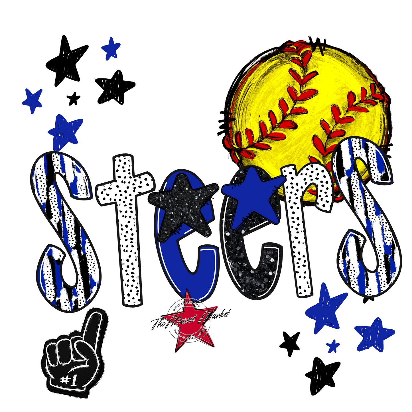 Steers Softball Scrape-Royal Blue