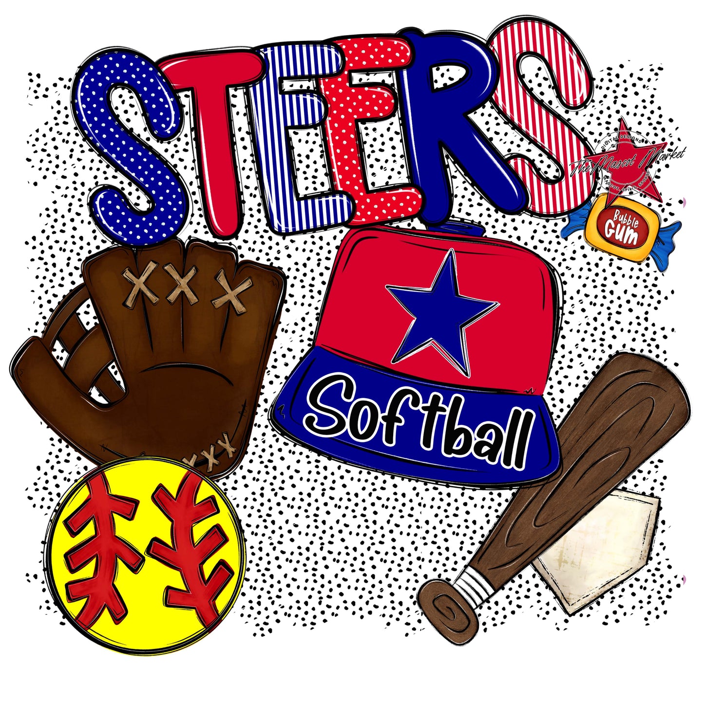 Steers Softball Spirit-Blue & Red