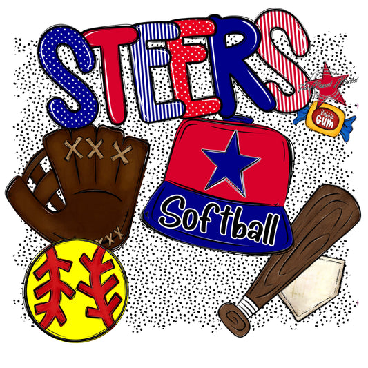 Steers Softball Spirit-Blue & Red