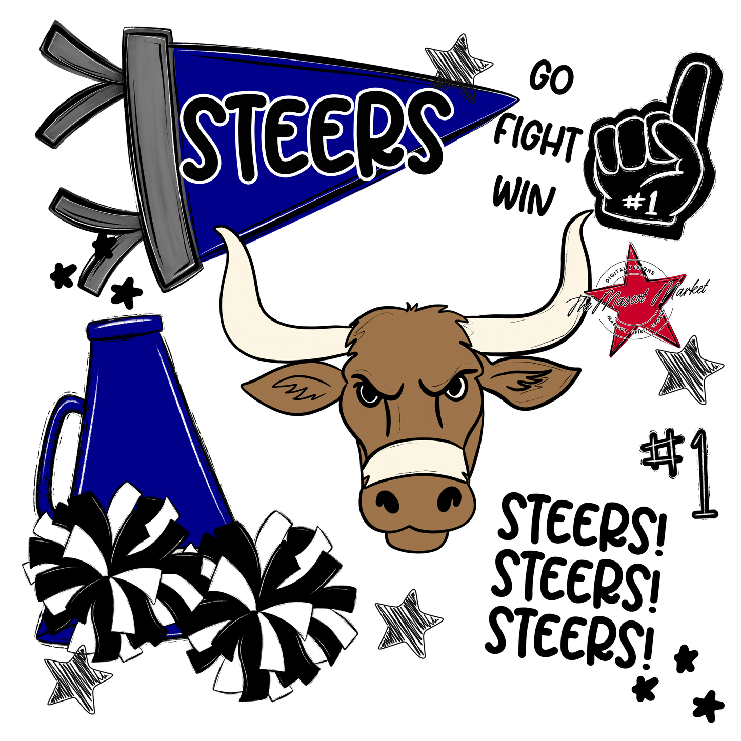 Steers Spirit Design-Blue