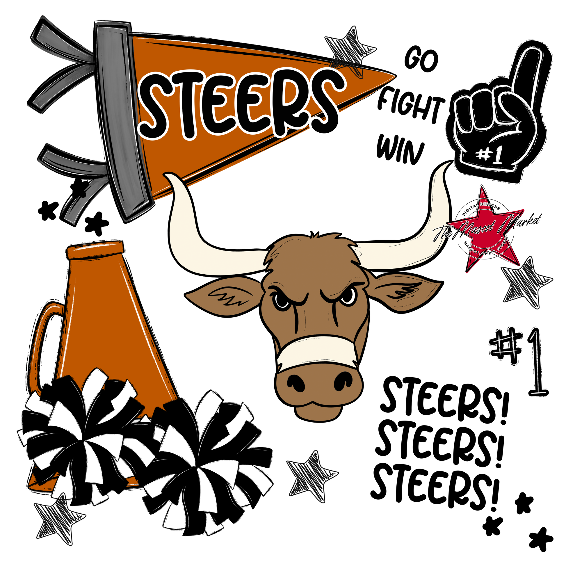 Steers Spirit Design-Burnt Orange