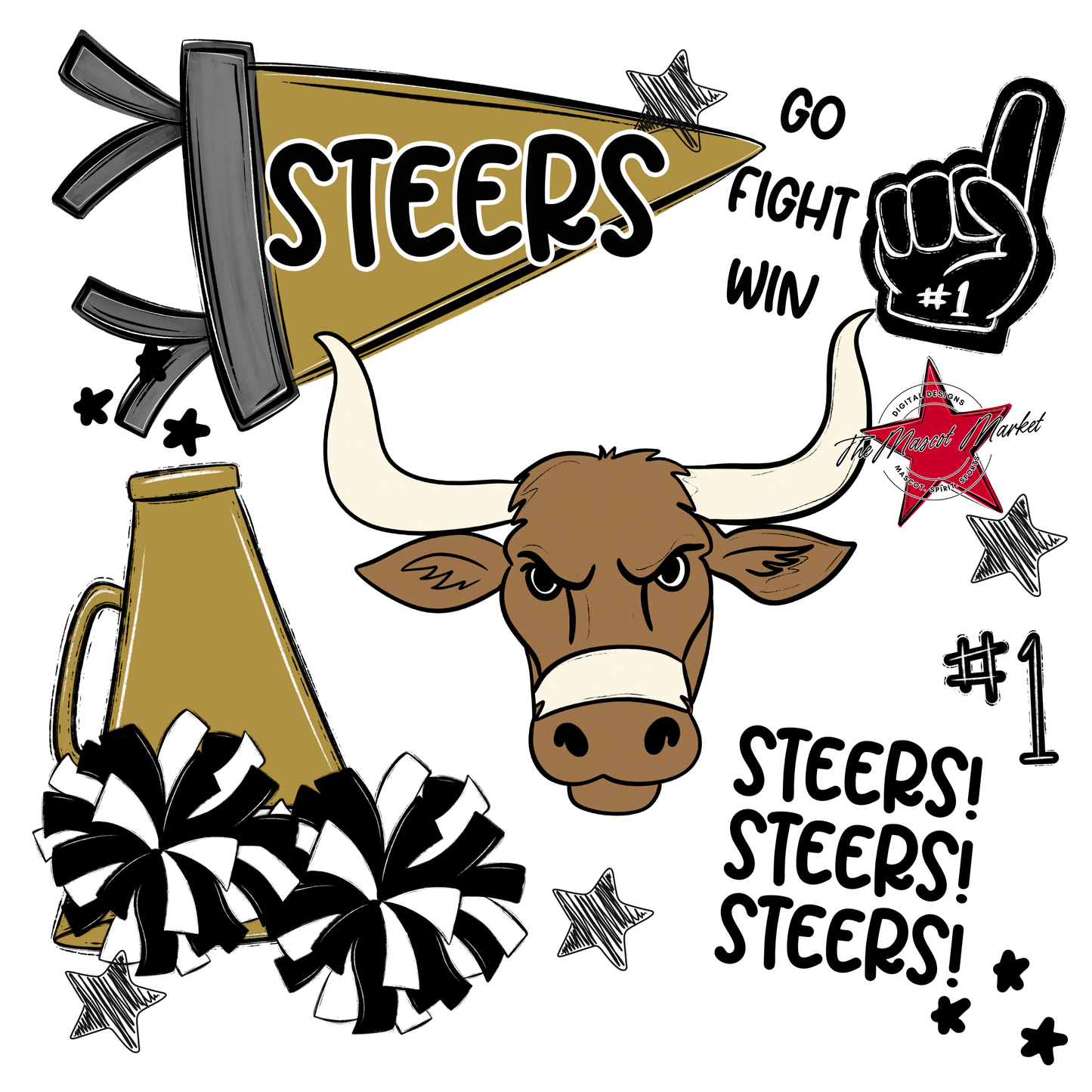 Steers Spirit Design-Gold
