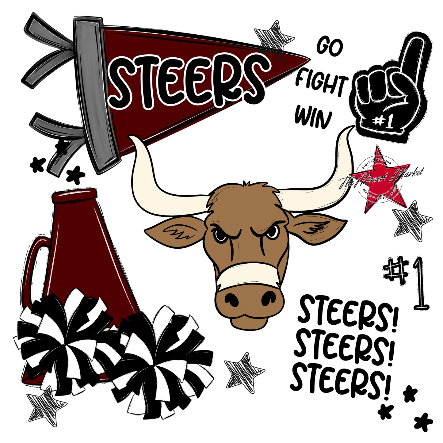 Steers Spirit Design-Maroon