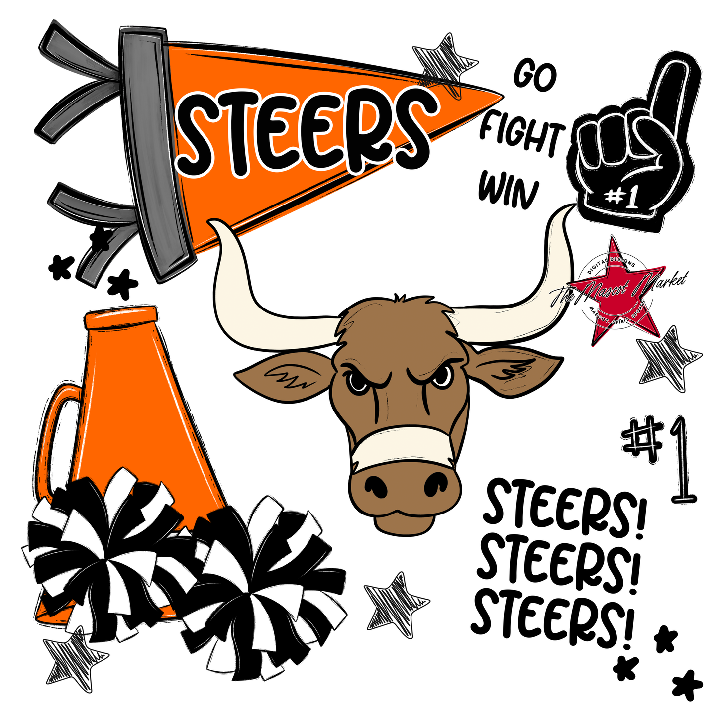 Steers Spirit Design-Orange