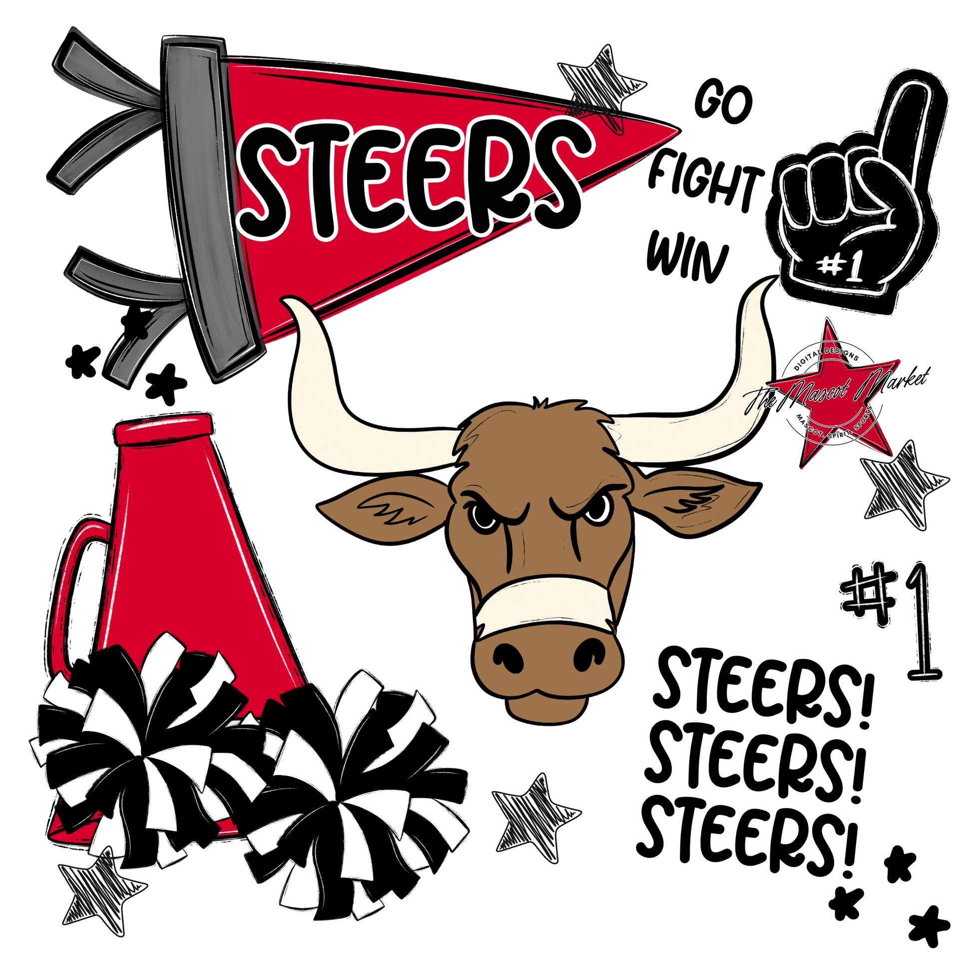 Steers Spirit Design-Red