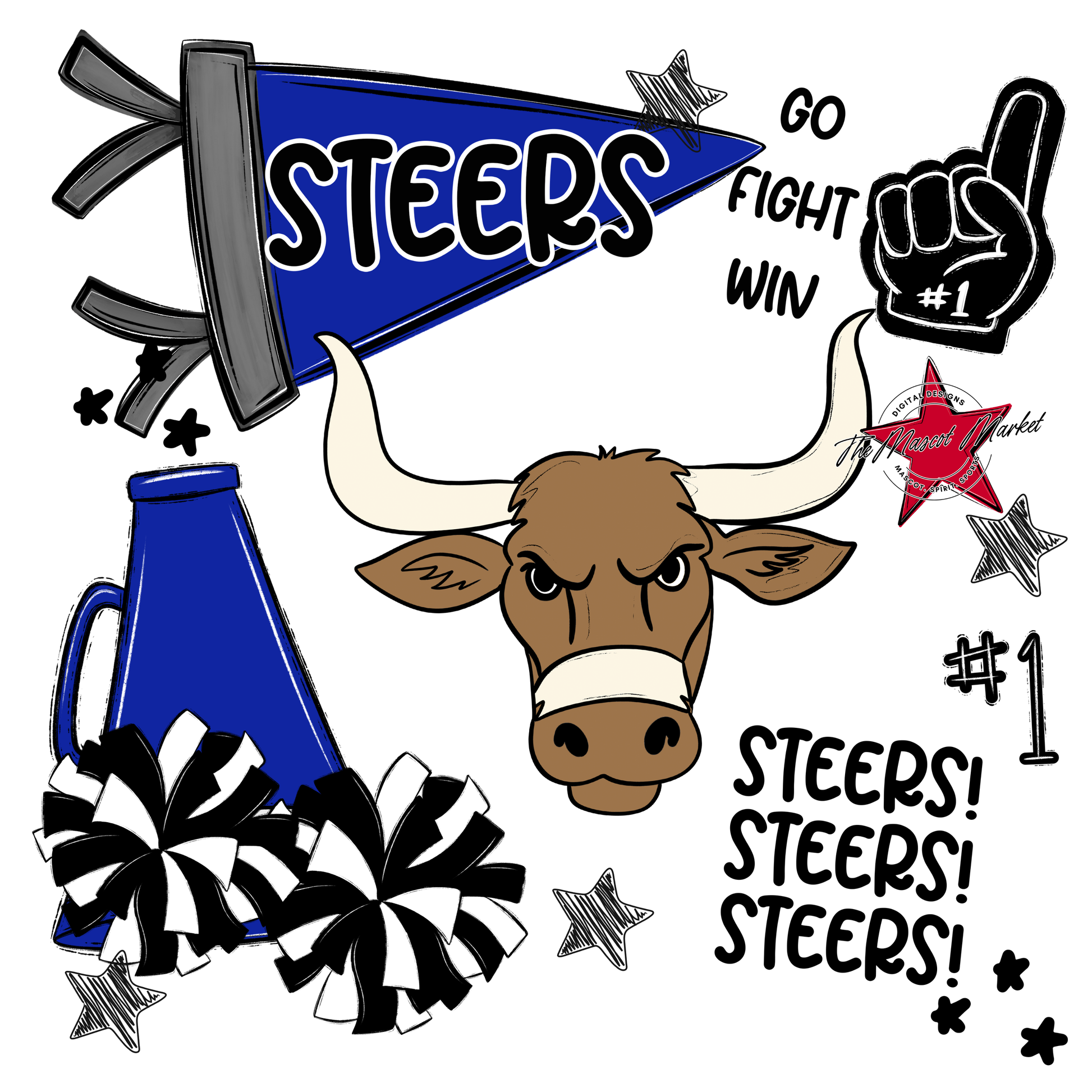 Steers Spirit Design-Royal Blue