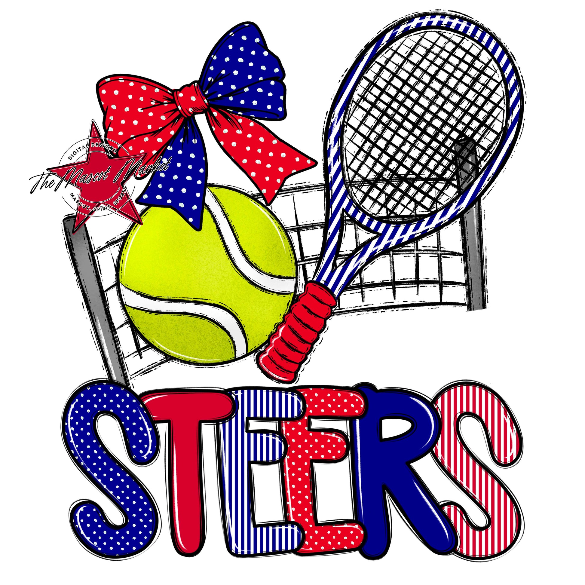 Steers Tennis Spirit Design-Blue & Red