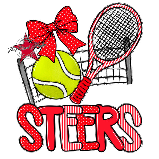 Steers Tennis Spirit Design-Bright Red