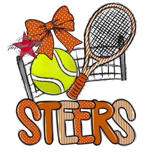 Steers Tennis Spirit Design-Burnt Orange