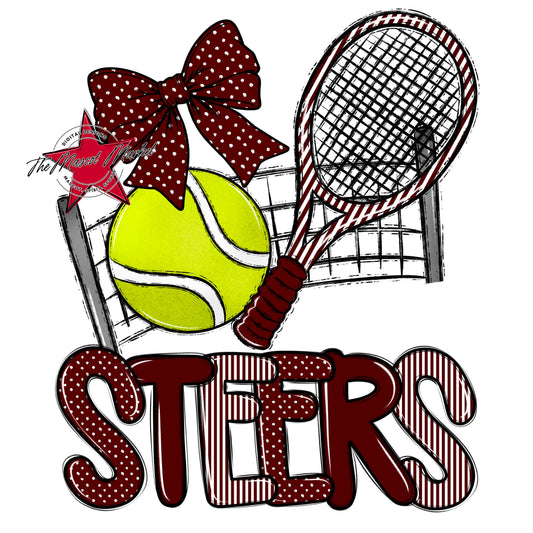Steers Tennis Spirit Design-Maroon