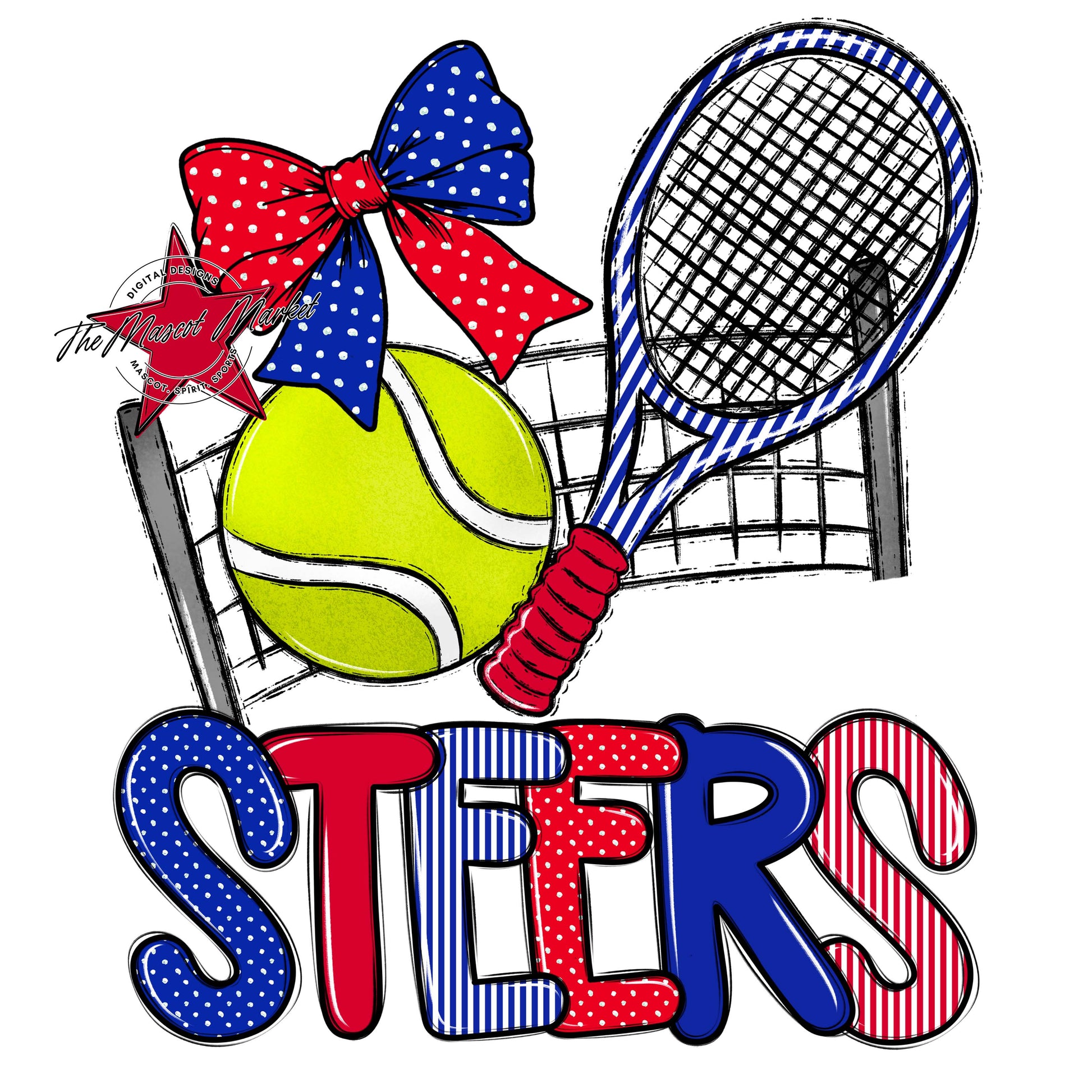 Steers Tennis Spirit Design-Royal Blue & Red