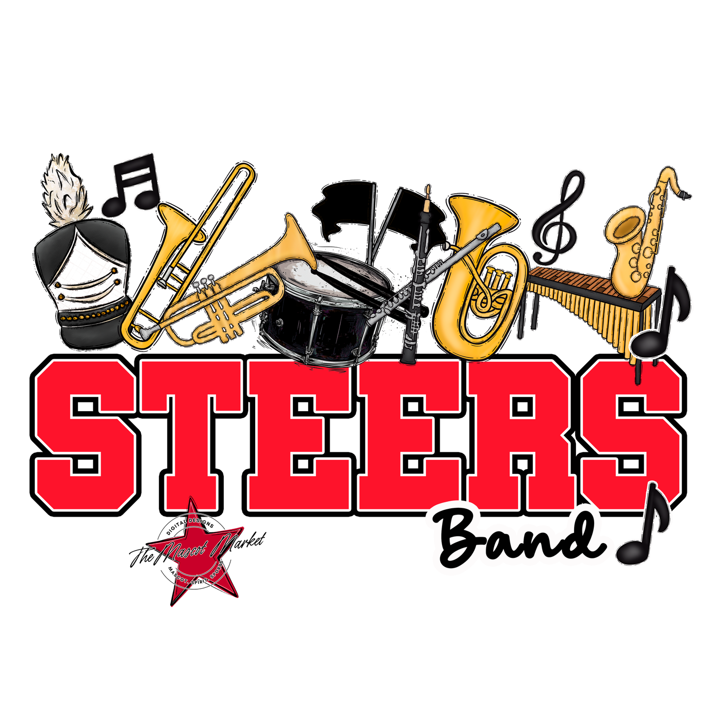 Steers Varsity Band-Bright Red