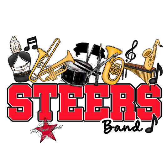 Steers Varsity Band-Bright Red