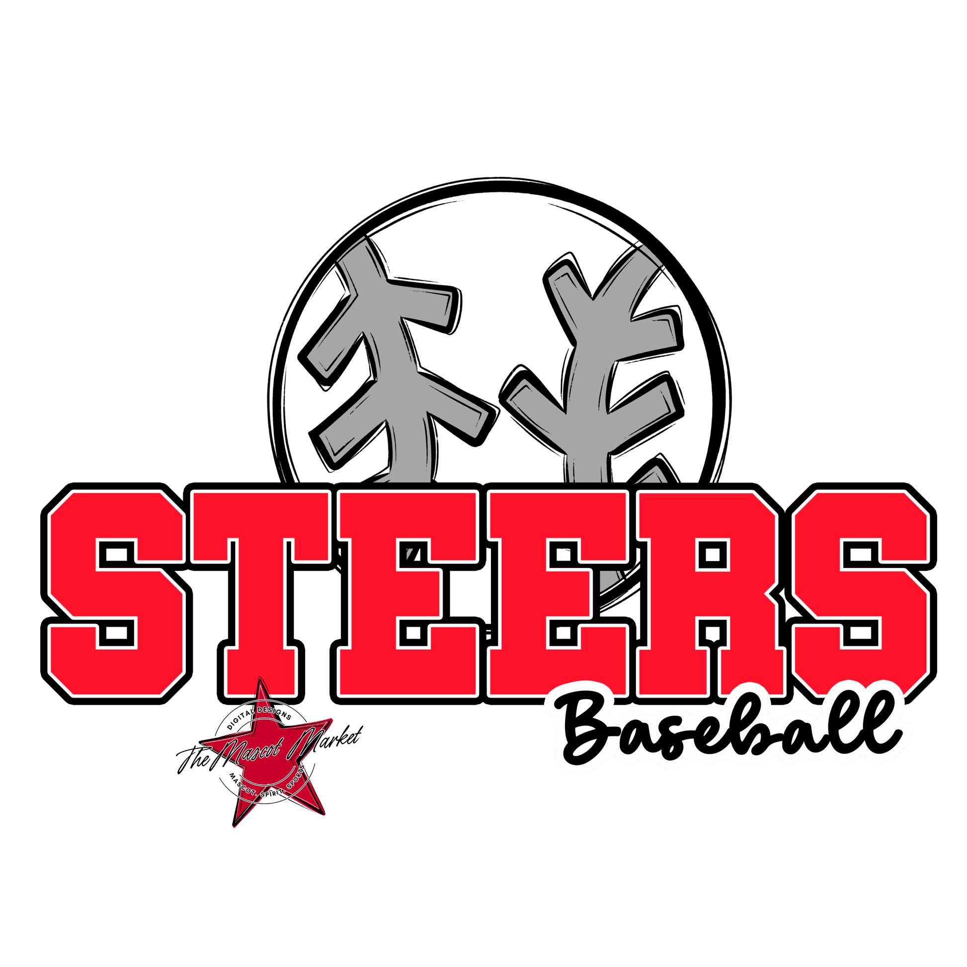 Steers Varsity Baseball-Bright Red