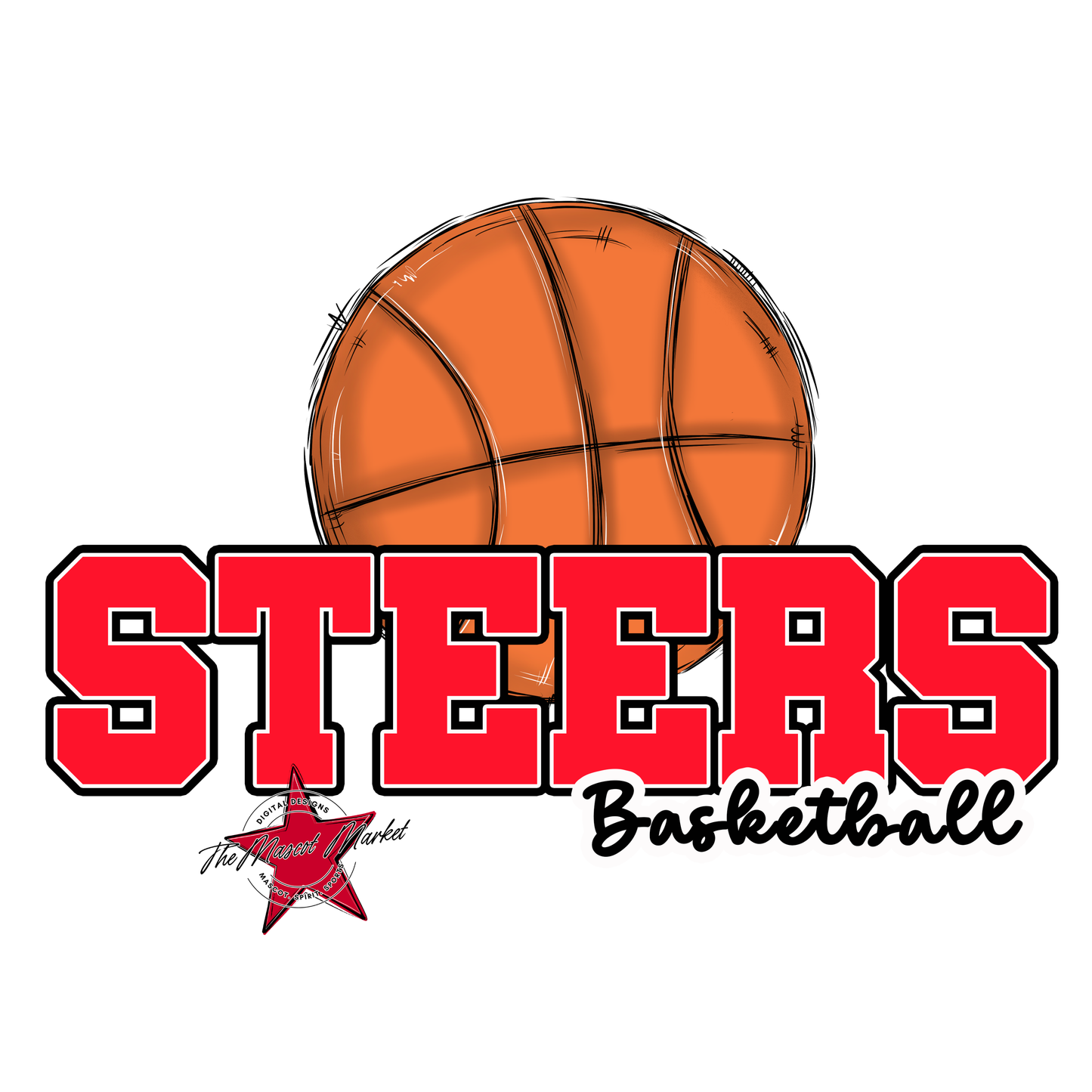 Steers Varsity Basketball-Bright Red