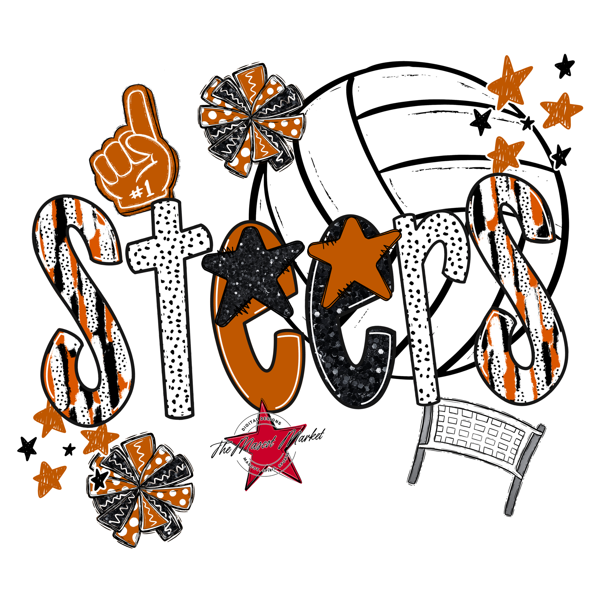 Steers Volleyball Scrape-Burnt Orange