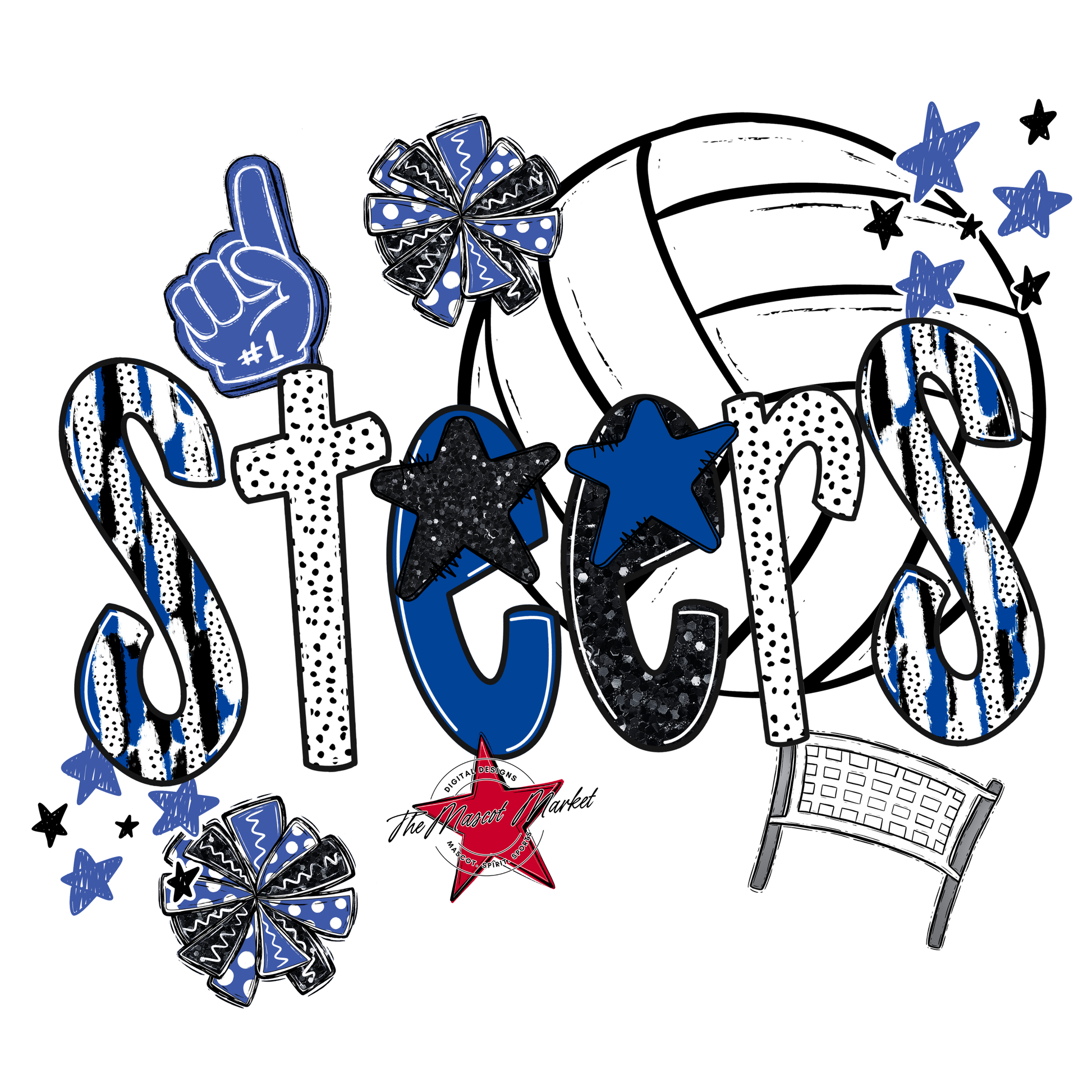 Steers Volleyball Scrape-Off Blue