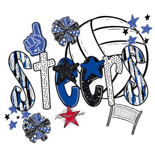 Steers Volleyball Scrape-Off Blue