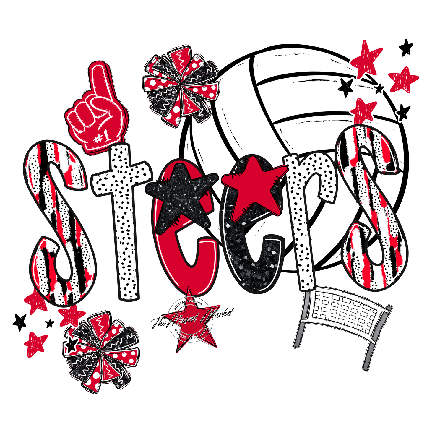 Steers Volleyball Scrape-Red