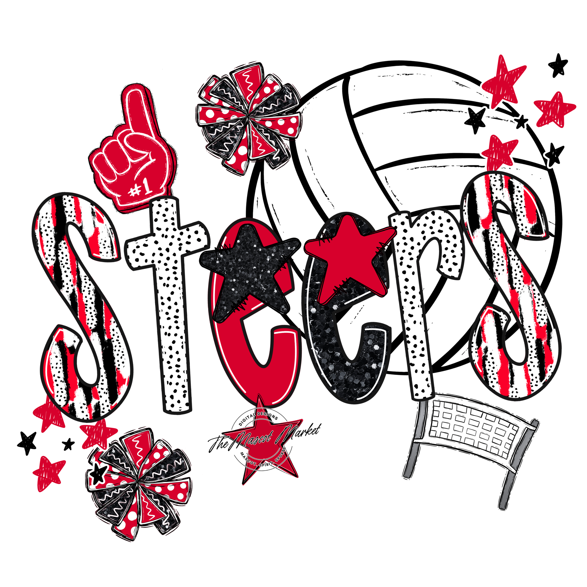 Steers Volleyball Scrape-Red