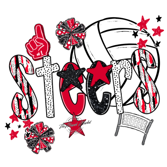 Steers Volleyball Scrape-Red