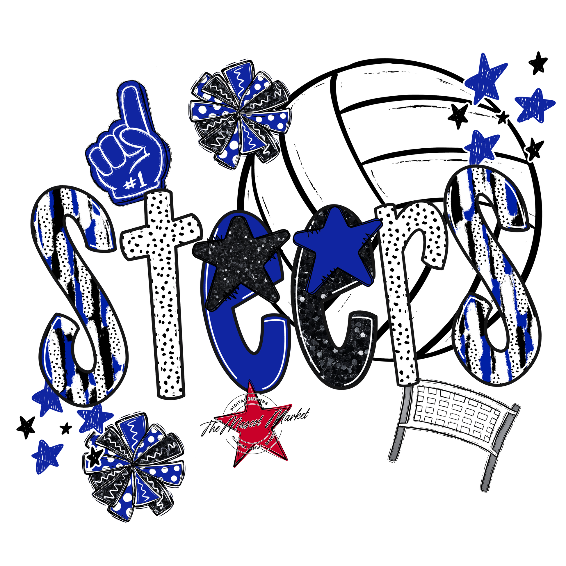 Steers Volleyball Scrape-Royal Blue