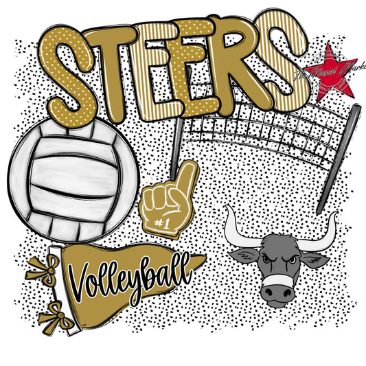 Steers Volleyball Spirit-Gold