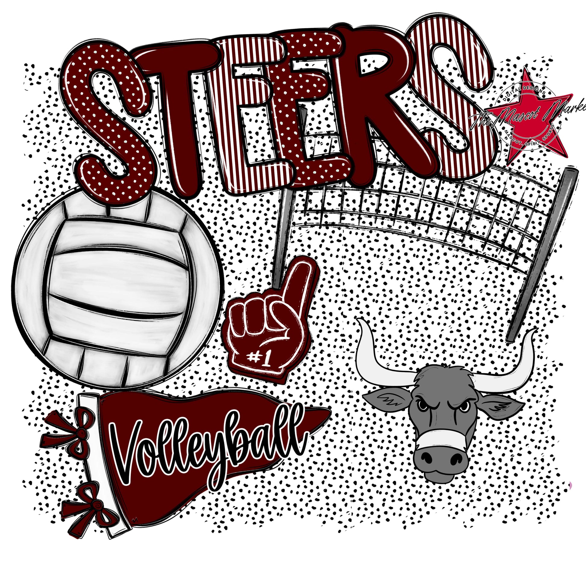 Steers Volleyball Spirit-Maroon