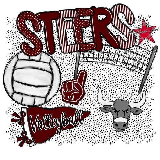 Steers Volleyball Spirit-Maroon
