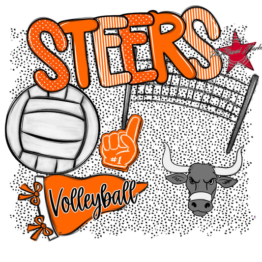 Steers Volleyball Spirit-Orange